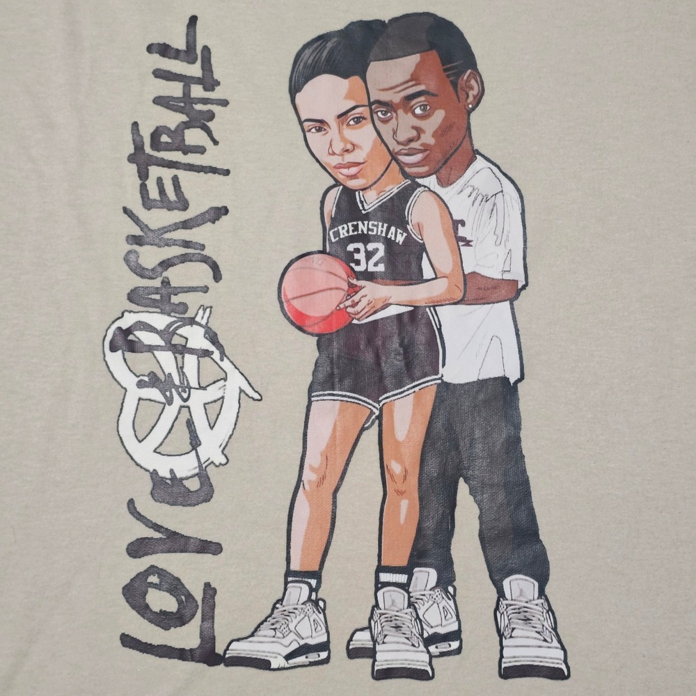 Gildan Love and Basketball Movie Graphic‎ Tee Mens XL Tan Caricature Art - Picture 2 of 2